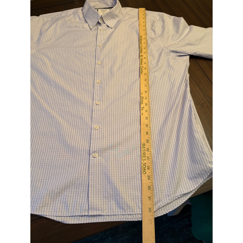 Charles Tyrwhitt Mens 18/35 Blue White Micro Check Non-Iron Classic Fit Shirt - Picture 8 of 8